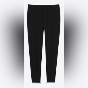 Saint Laurent Paris low rise wool skinny pants with bottom zippers